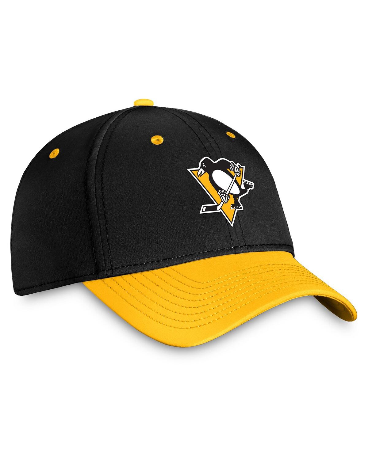 Shop Fanatics Men's  Black, Gold Pittsburgh Penguins Authentic Pro Rink Two-tone Flex Hat In Black,gold