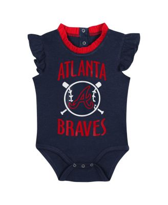Baby Boys and Girls Navy, Gray Atlanta Braves Two-Pack Fan Bodysuit Set