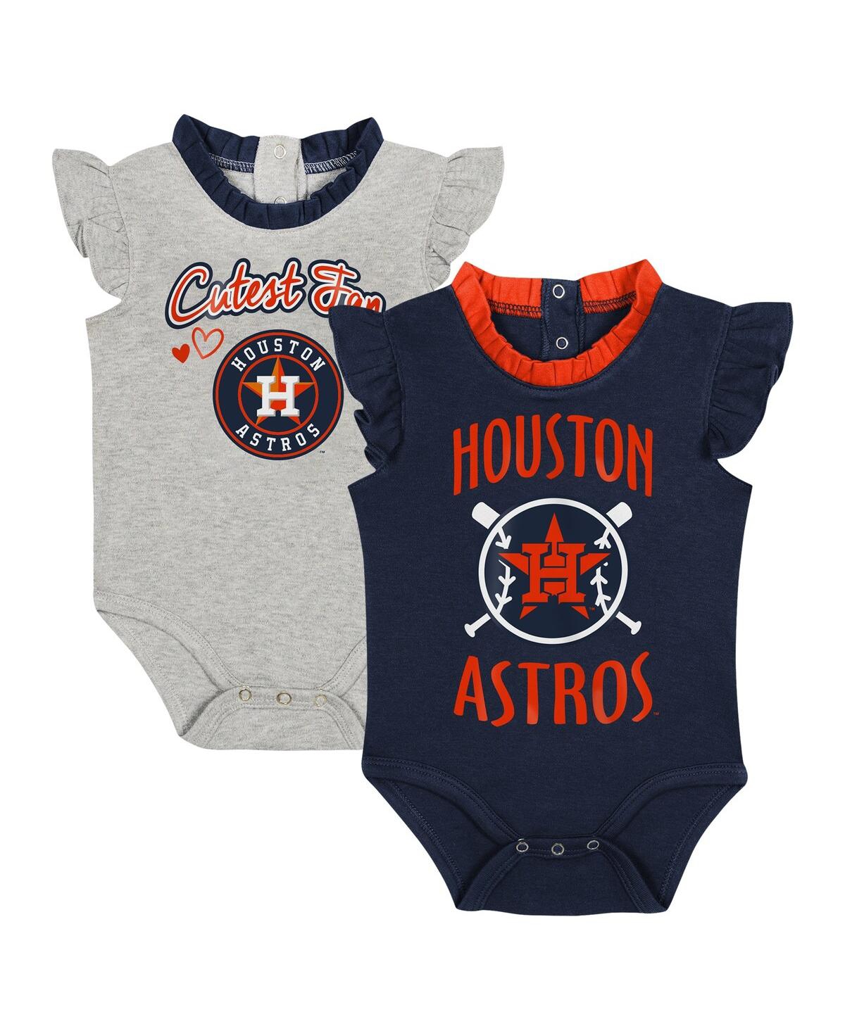 Fanatics Baby Boys And Girls  Navy, Gray Houston Astros Two-pack Fan Bodysuit Set In Navy,gray