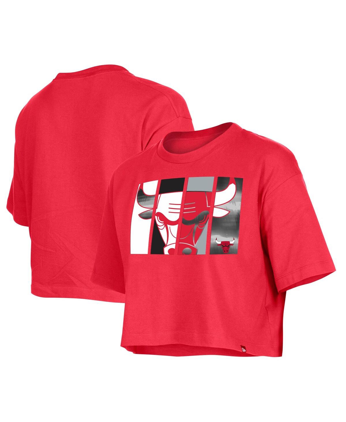 NEW ERA WOMEN'S NEW ERA RED CHICAGO BULLS CROPPED T-SHIRT 