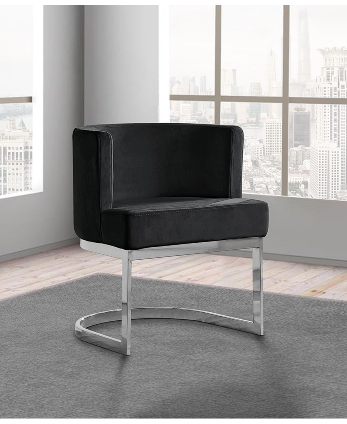 Best Quality Furniture Single 24" L x 23" W 30" H Velvet Barrel Chair with Chrome Legs