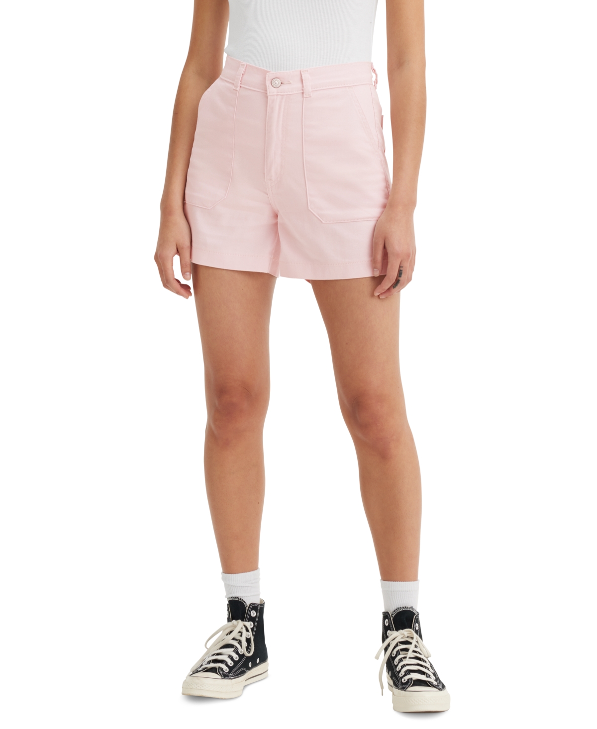 Shop Levi's Women's Mid-rise Zip-fly Utility Shorts In Mauve Chalk