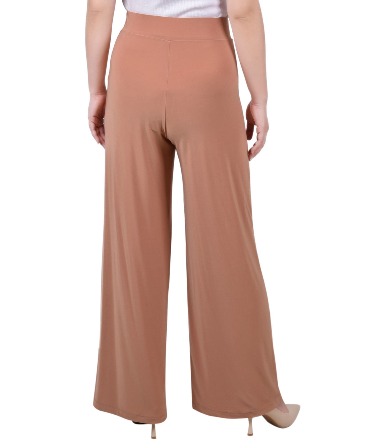 Ny Collection Petites Womens High Rise Wide Leg Palazzo Pants In Camel