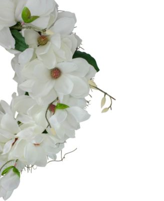 Magnolias Artificial Spring Wreath - 24" Unlit