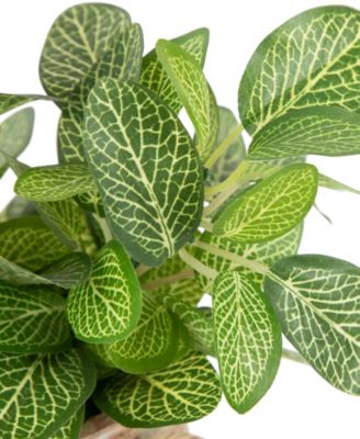 8" Reticulated Artificial Spring Foliage in Ceramic Pot