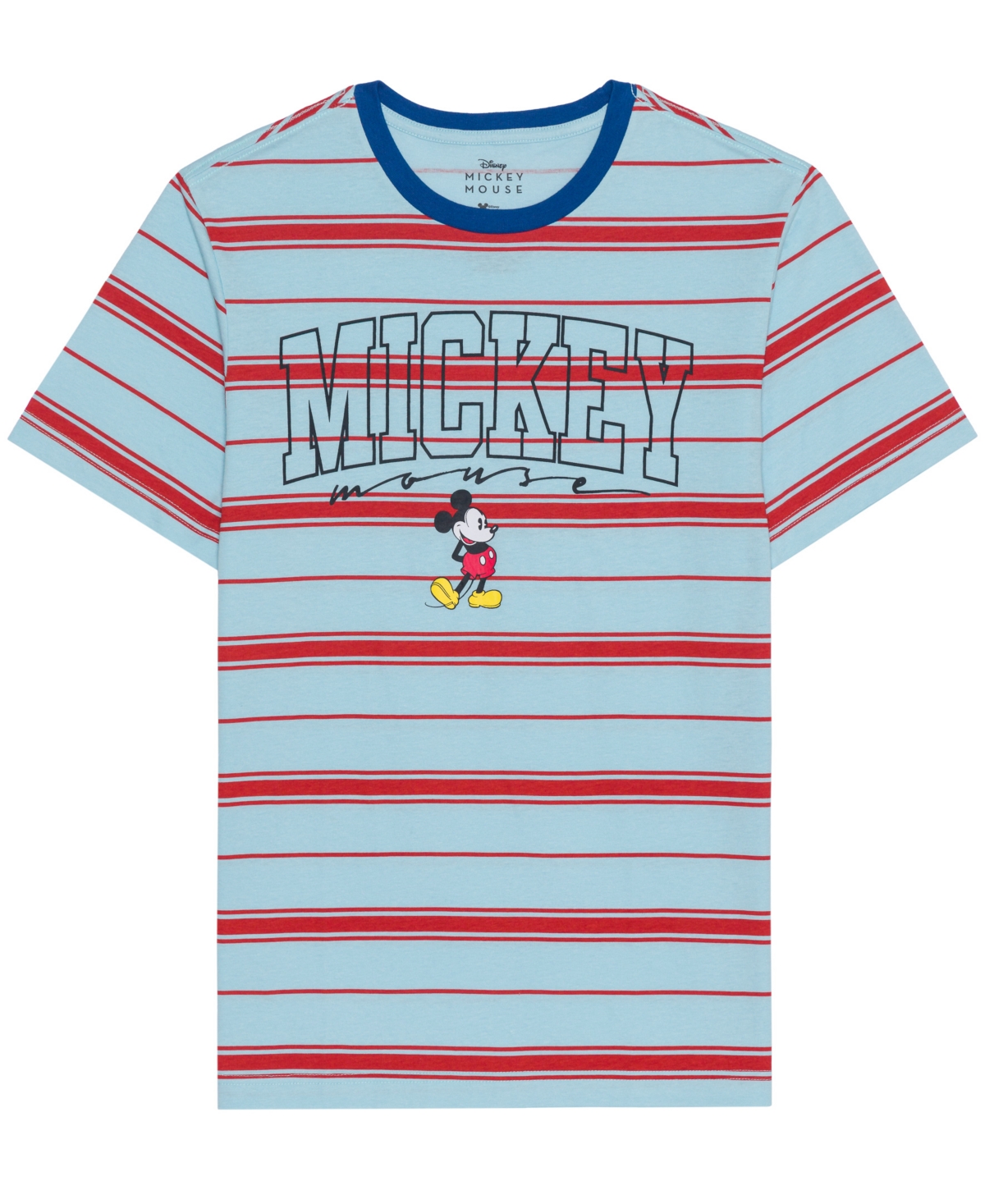 Shop Hybrid Men's Mickey Mouse Short Sleeve Stripe T-shirt In Blue