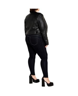 Plus Size Cropped Biker Jacket