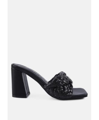 Womens Pout Pro Braided Raffia Block Sandals