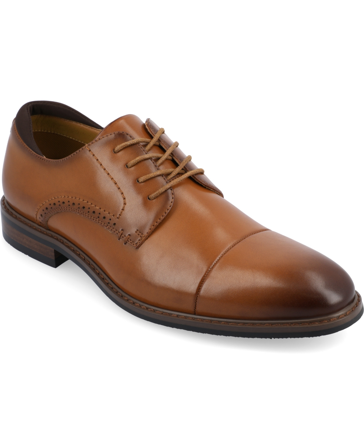 Vance Co. Men's Maning Tru Comfort Foam Cap Toe Lace-up Derby Shoes In Cognac