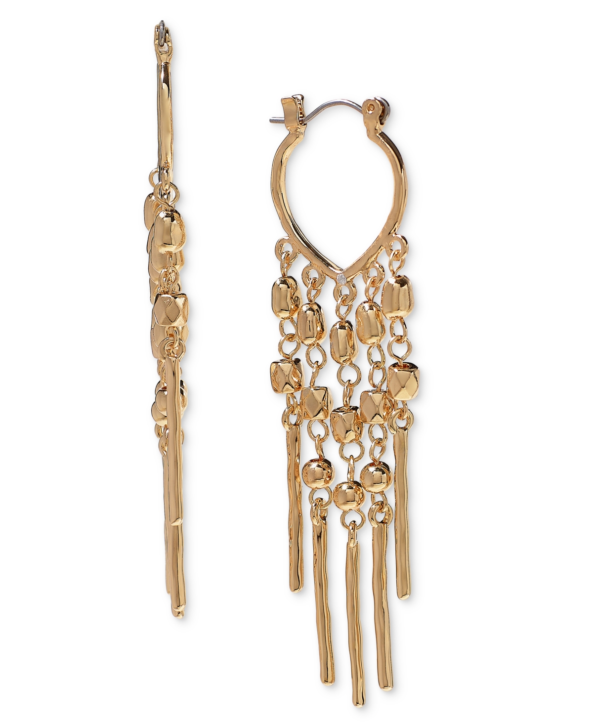 Shop Style & Co Mixed Bead Fringe Statement Earrings, Created For Macy's In Gold