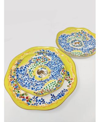 Set Of Three Yellow Garden Bone China Plates