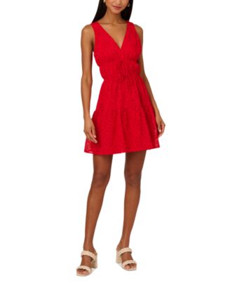 Adrianna - Women's V-Neck Sleeveless Eyelet Dress