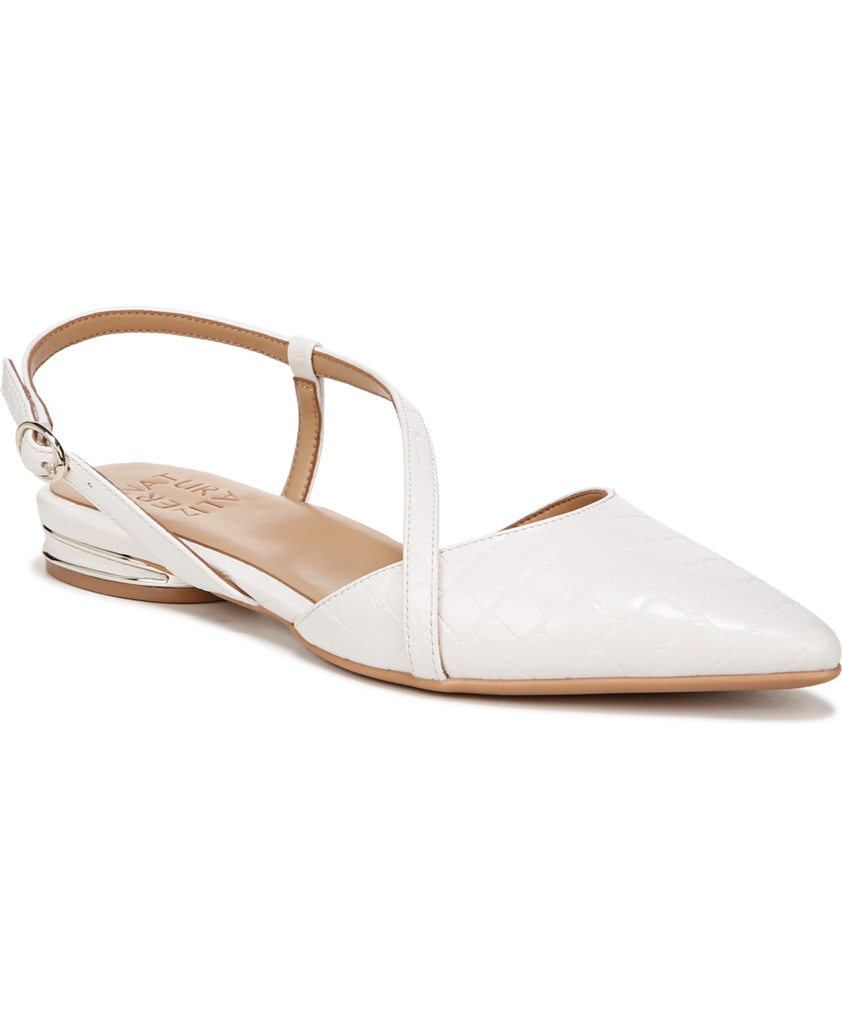 Shop Naturalizer Hawaii Slingback Flats In Warm White Croco Embossed Faux Leather