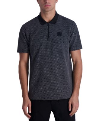 KARL LAGERFELD PARIS - Men's Zip-Front Knit Dot Polo Shirt