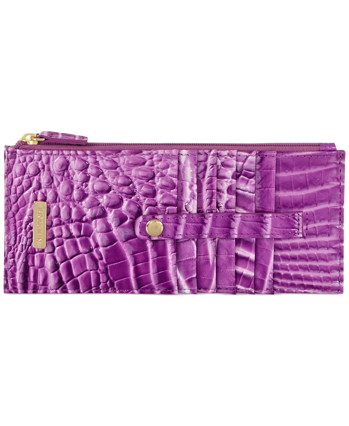 Shop Brahmin Credit Card Melbourne Embossed Leather Wallet In Lilac Esse