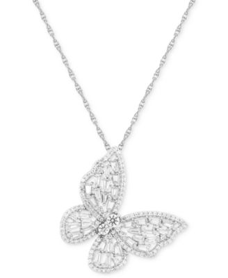 Macy's - Lab-Grown White Sapphire Butterfly 18" Pendant Necklace (2-1/4 ct. t.w.)