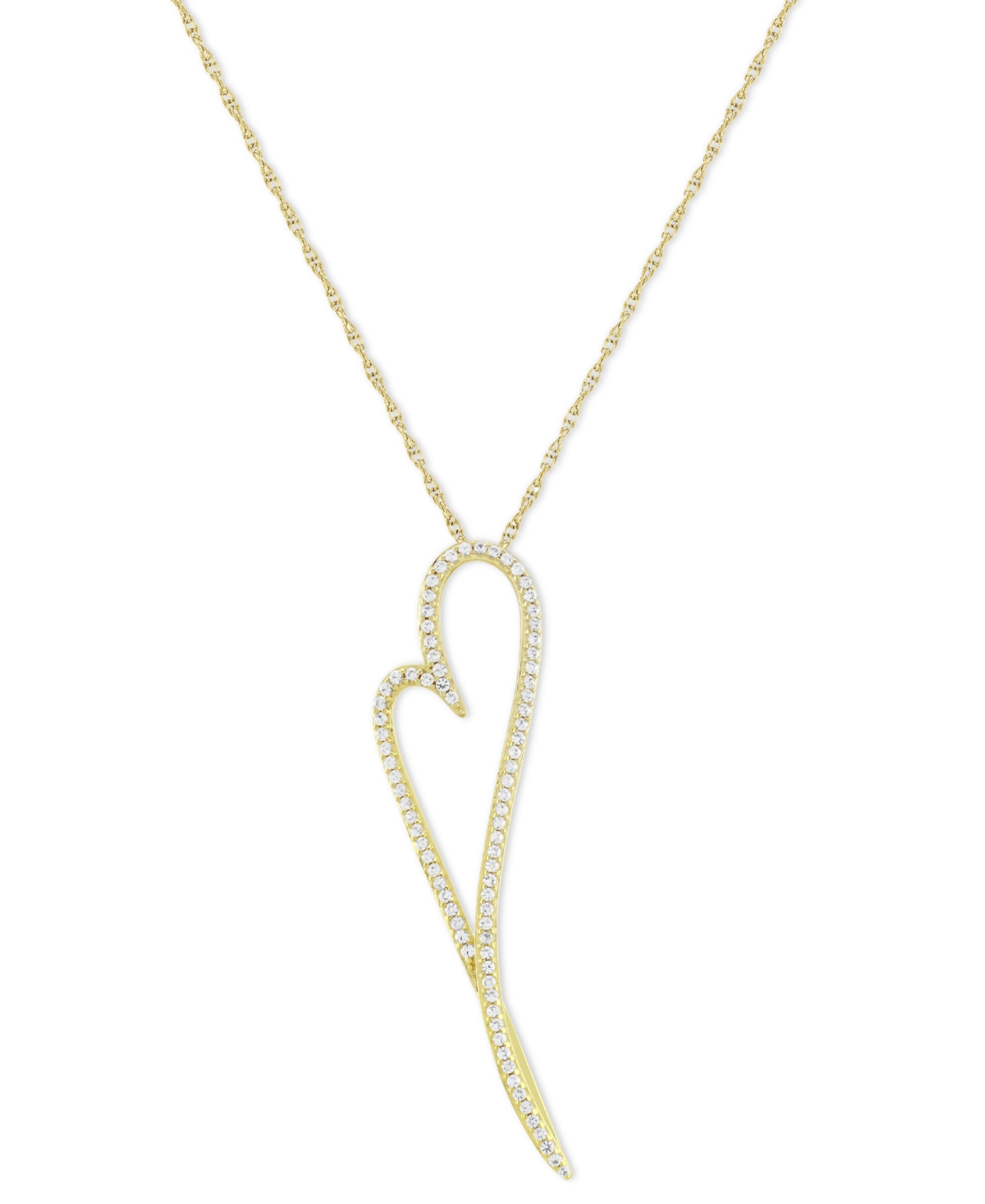 Lab-Grown White Sapphire Elongated Heart 18" Pendant Necklace (5/8 ct. t.w.) - Gold
