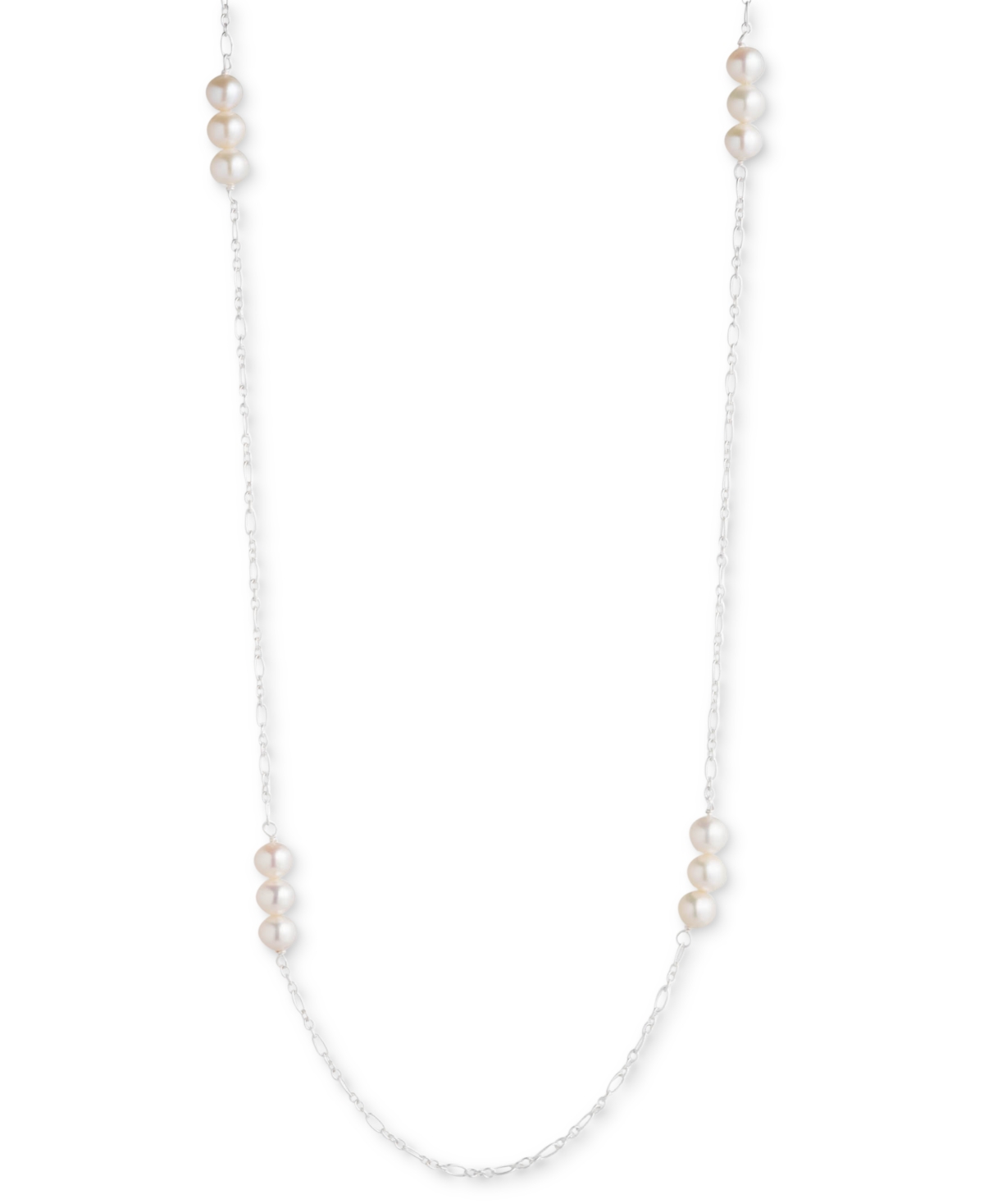 Lauren Ralph Lauren Sterling Silver Genuine Freshwater Pearl 42" Station Necklace - White