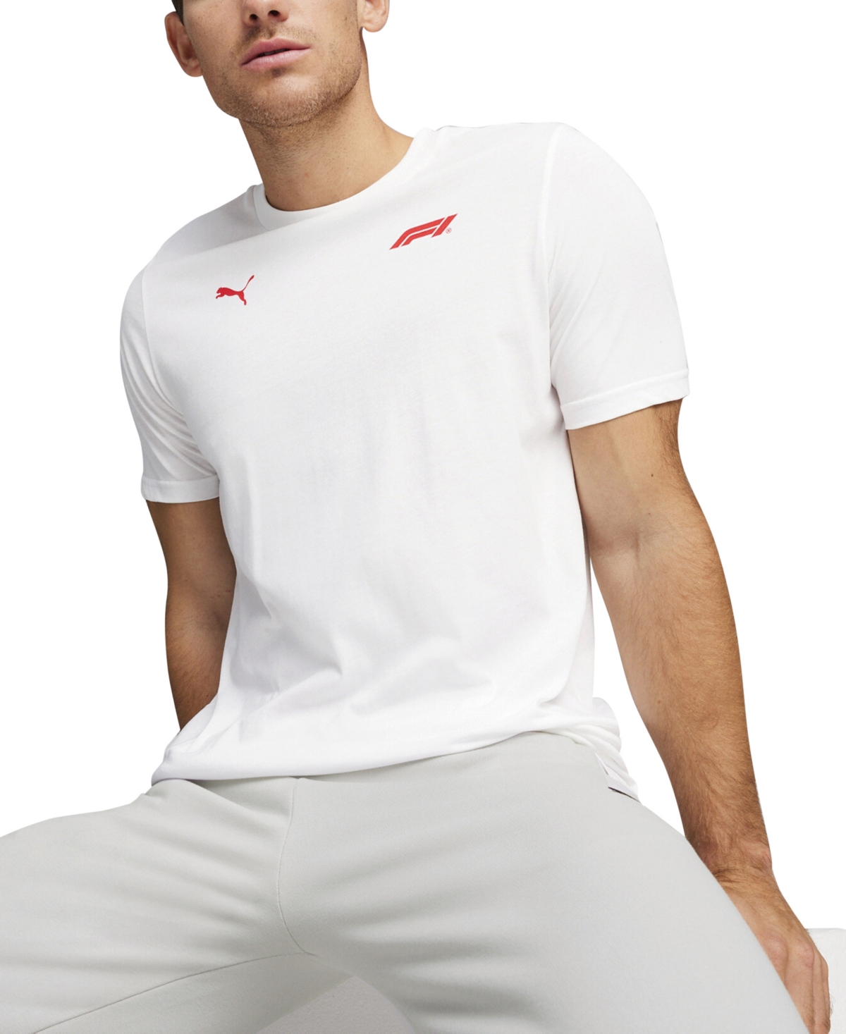 Puma Men's Regular-fit F1 Logo Graphic T-shirt In  White