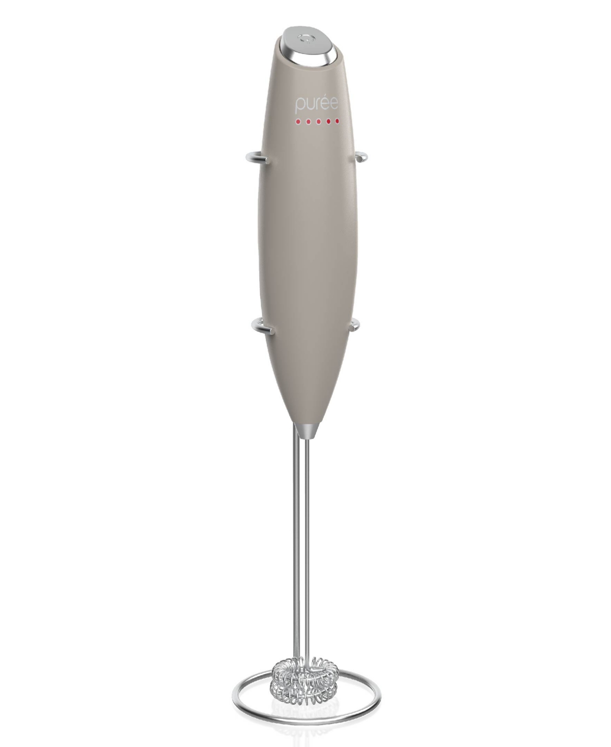 Tzumi Puree Milk Frother, Battery-powered Handheld Milk Frother Wand In Gray