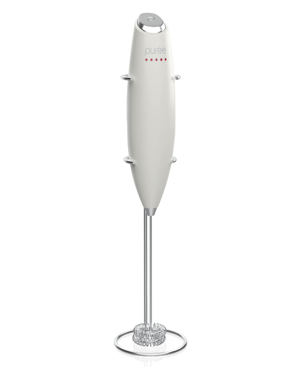 Tzumi Puree Milk Frother, Battery-powered Handheld Milk Frother Wand In White