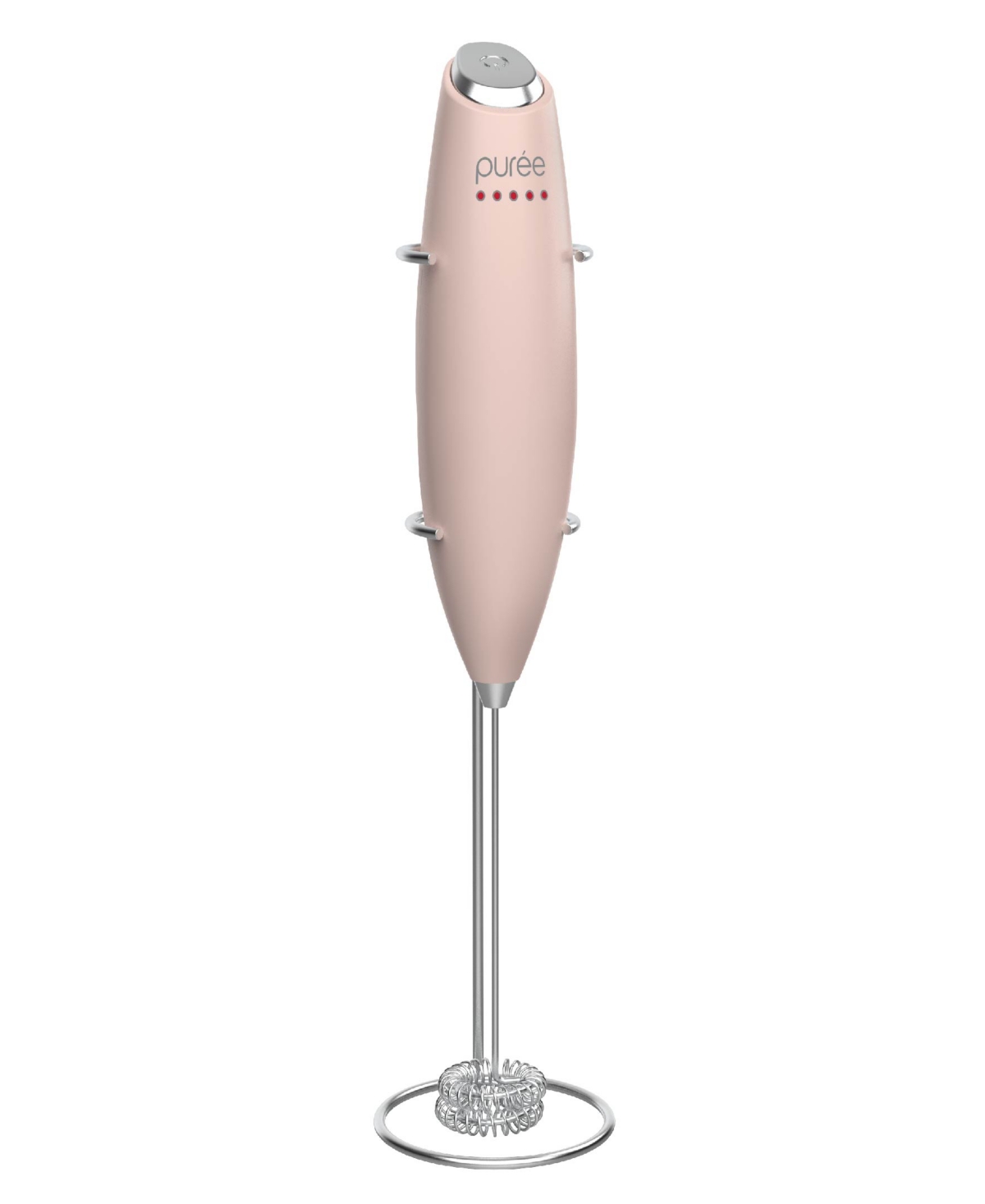 Tzumi Puree Milk Frother, Battery-powered Handheld Milk Frother Wand In Pink
