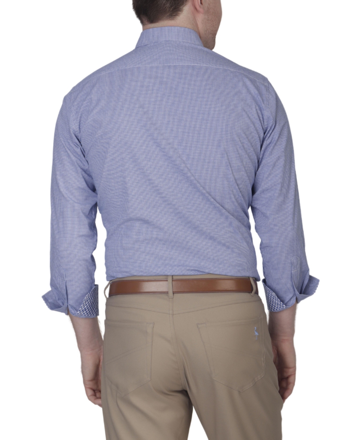 Tailorbyrd Men's Mini Gingham Cotton Stretch Long Sleeve Shirt