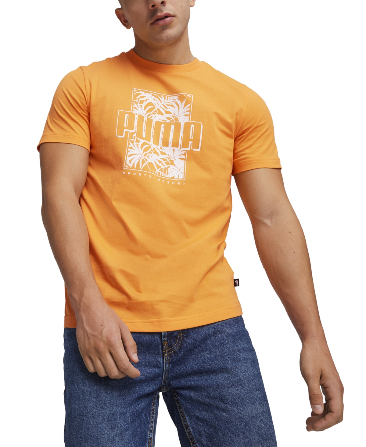 Shop Puma Men's Ess+ Palm Resort Logo Graphic T-shirt In Clementine