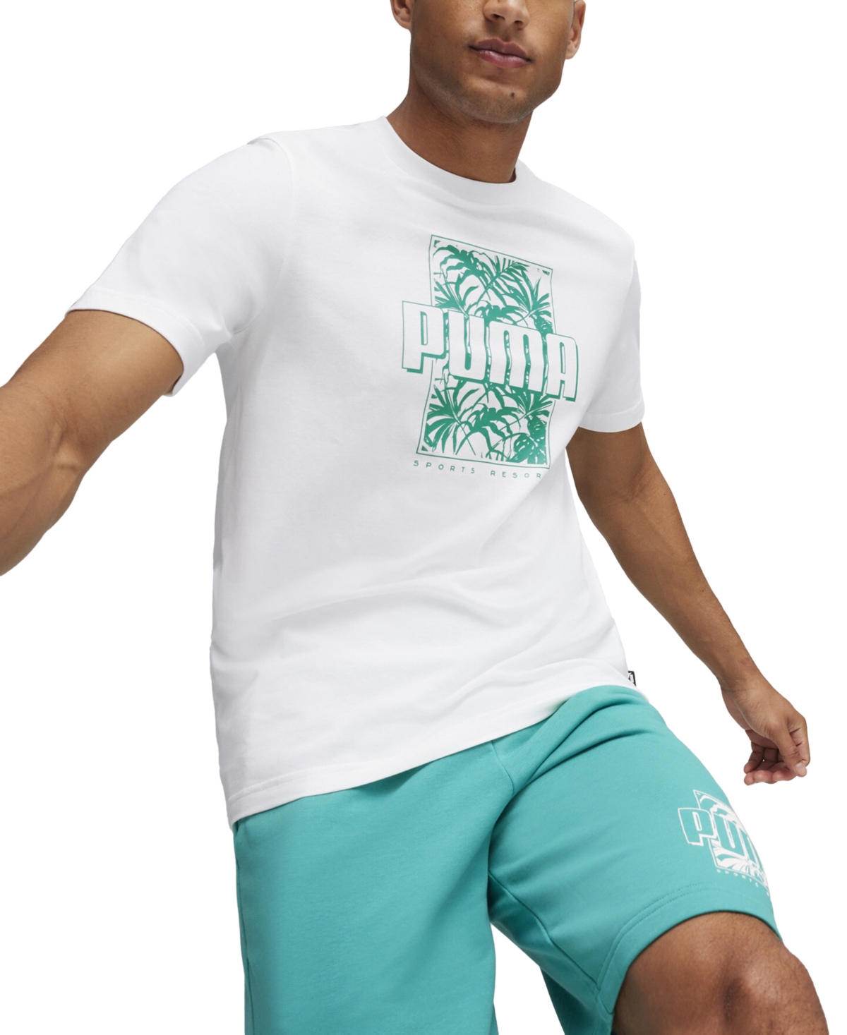 Men's Ess+ Palm Resort Logo Graphic T-Shirt - Puma White