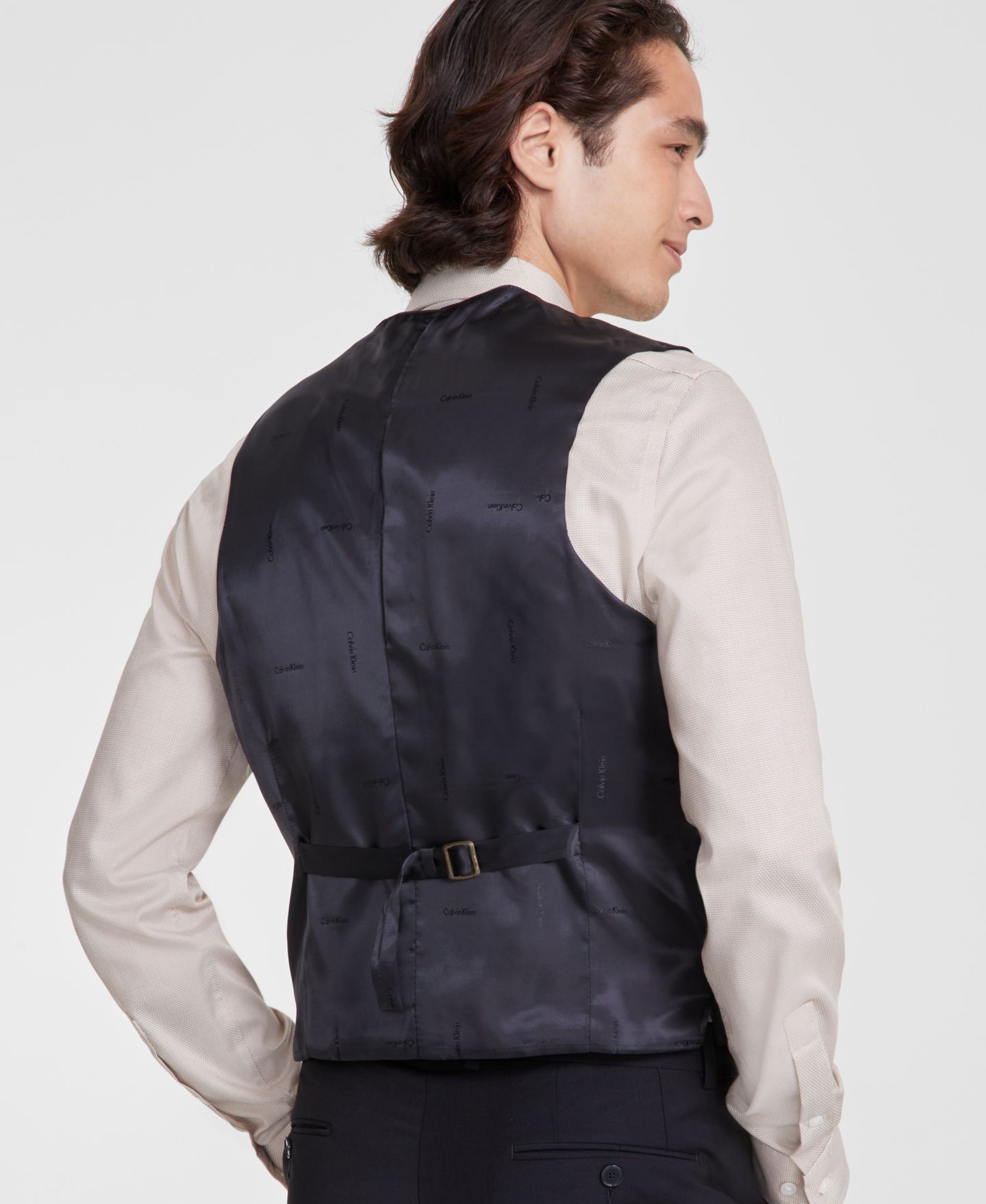 Мужской жилет Calvin Klein Slim-Fit Wool Blend Infinite Stretch Suit Vest, цвет: Чёрный — фото 2