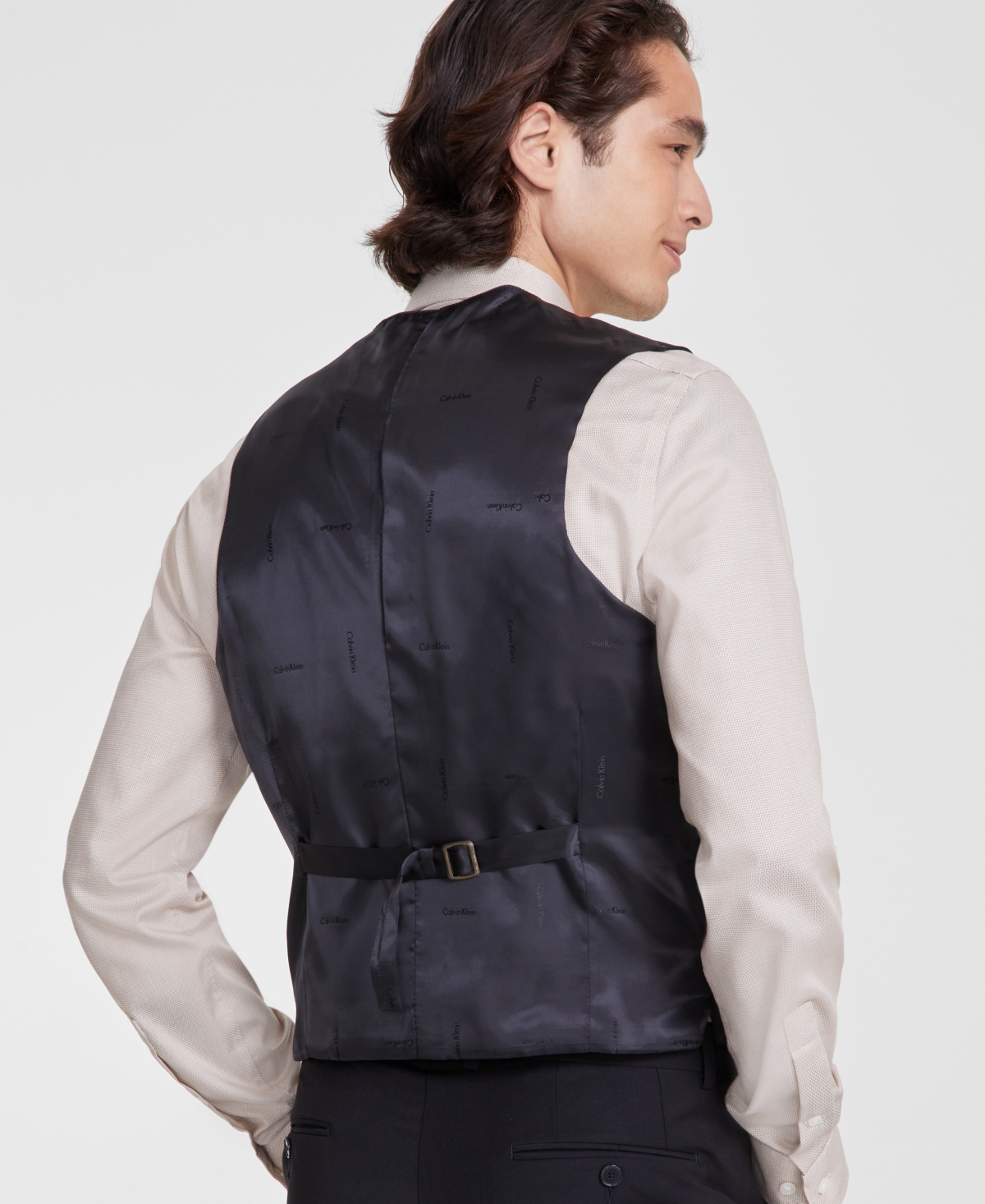 Calvin Klein Men's Slim-fit Wool Blend Infinite Stretch Suit Vest In Black