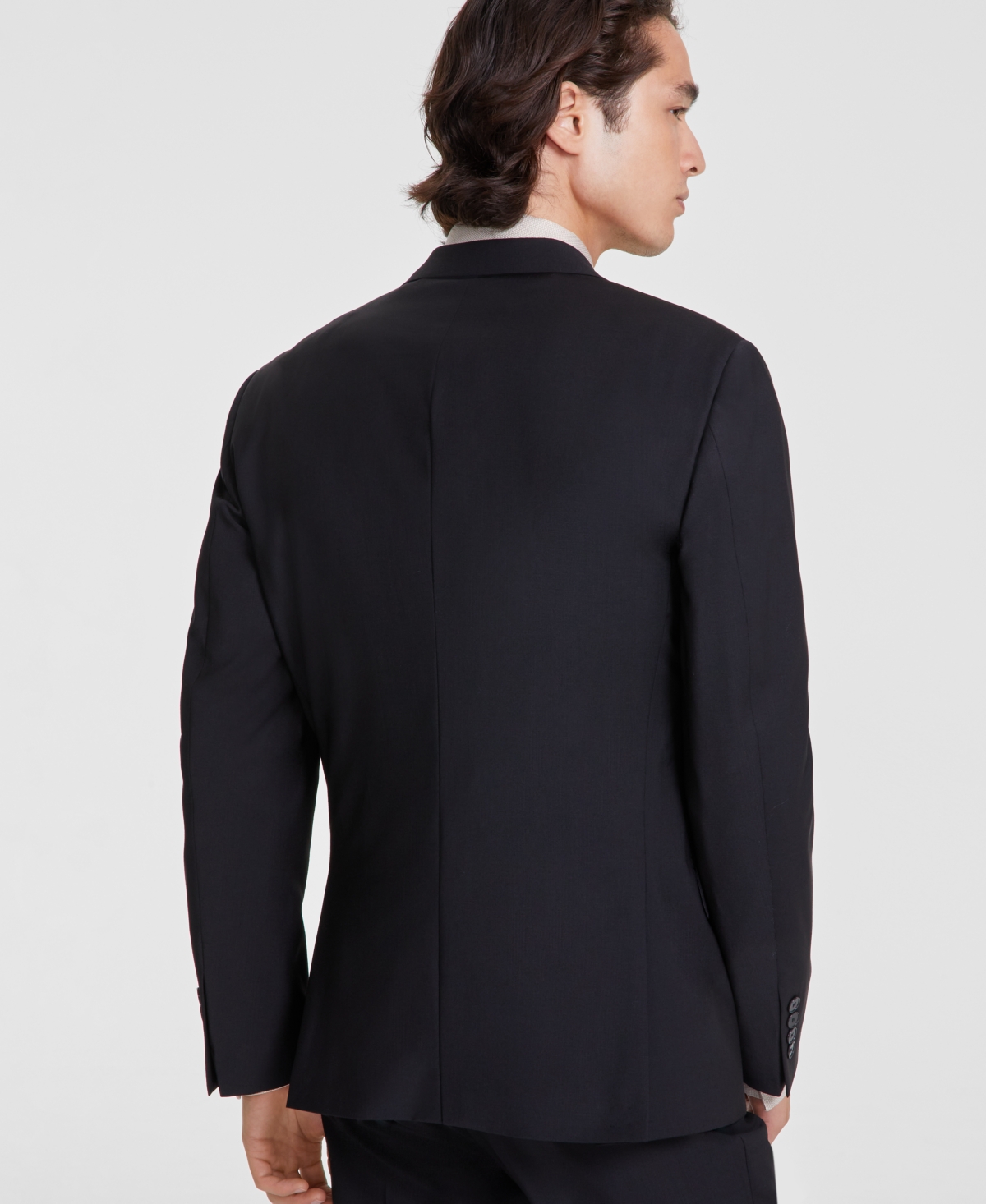 Shop Calvin Klein Men's Slim-fit Wool-blend Stretch Suit Jackets In Black