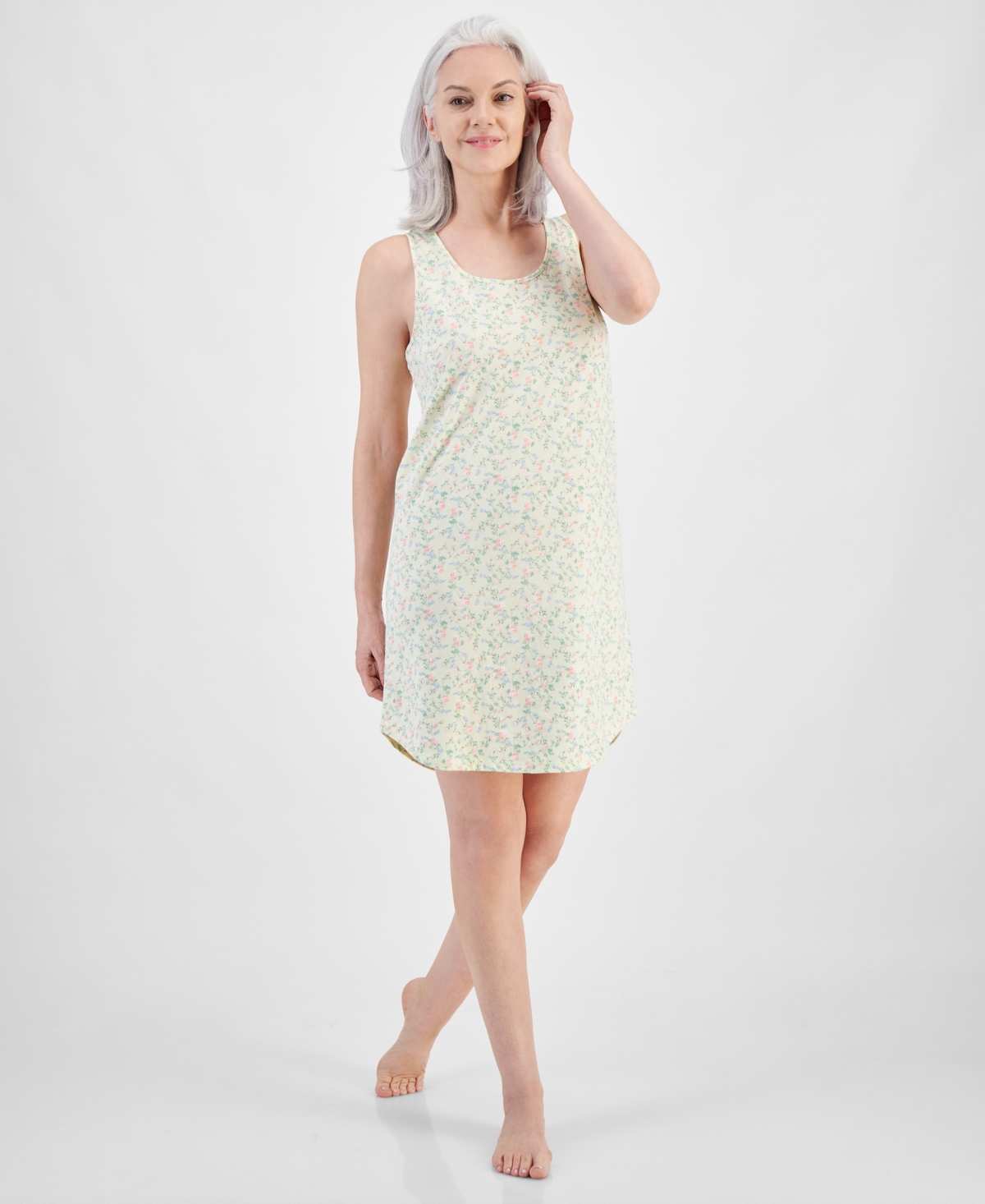 Women's Floral Tank Sleep Shirt, Created for Macy's - Stamped Geo
