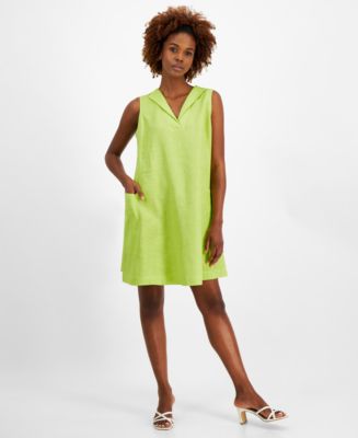 knee length dresses for ladies Torino Linen Dress in Oat main image 0