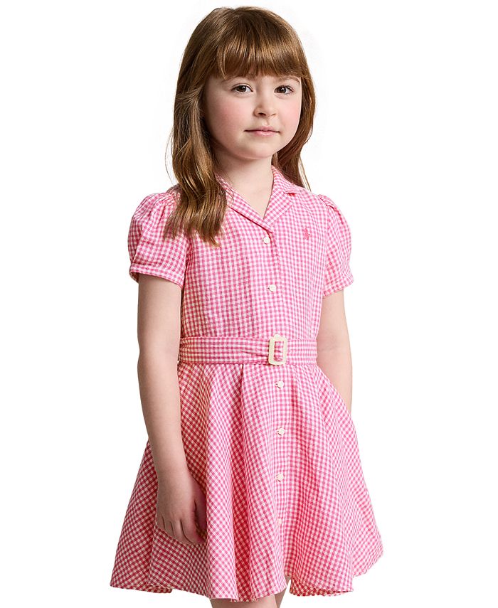 Polo Ralph Lauren Toddler and Little Girls Belted Gingham Linen Dress ...