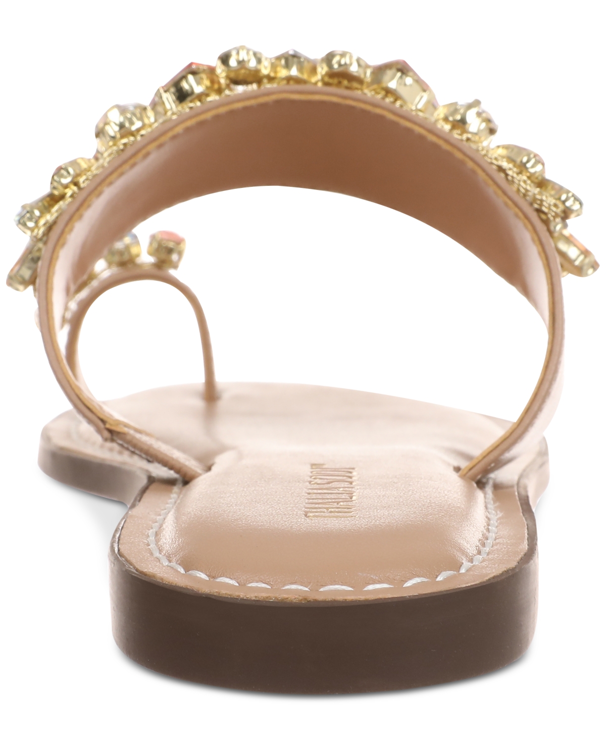 Thalia Sodi Weylin Womens Toe Loop Faux Leather Slide Sandals In Nude Crystal