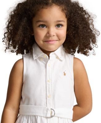Girls' 2T-6X Belted Cotton Oxford Shirtdress