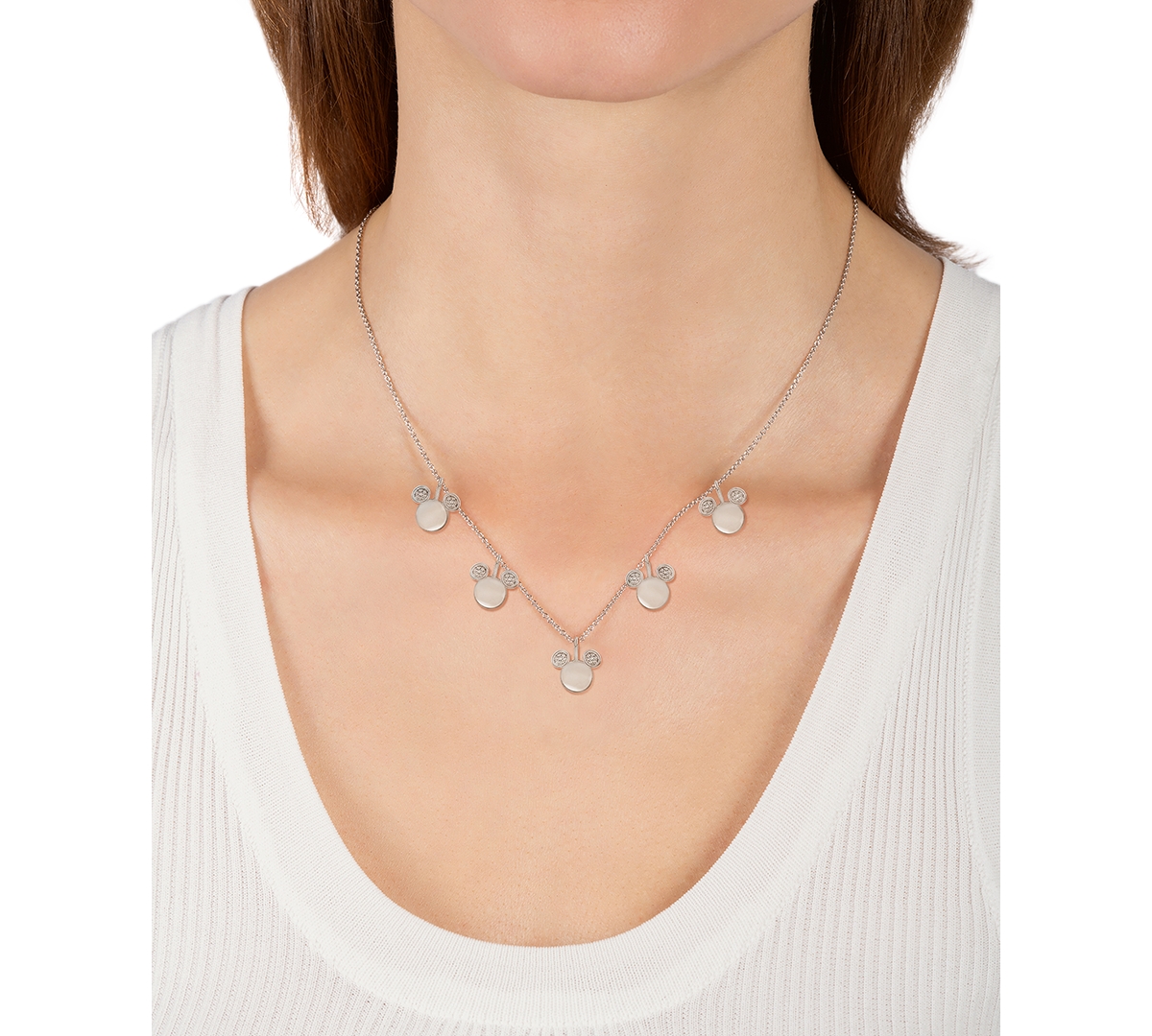 Disney Wonder Fine Jewelry Diamond Mickey Mouse Dangle Collar Necklace (1/5 ct. t.w.) inilver, + extender