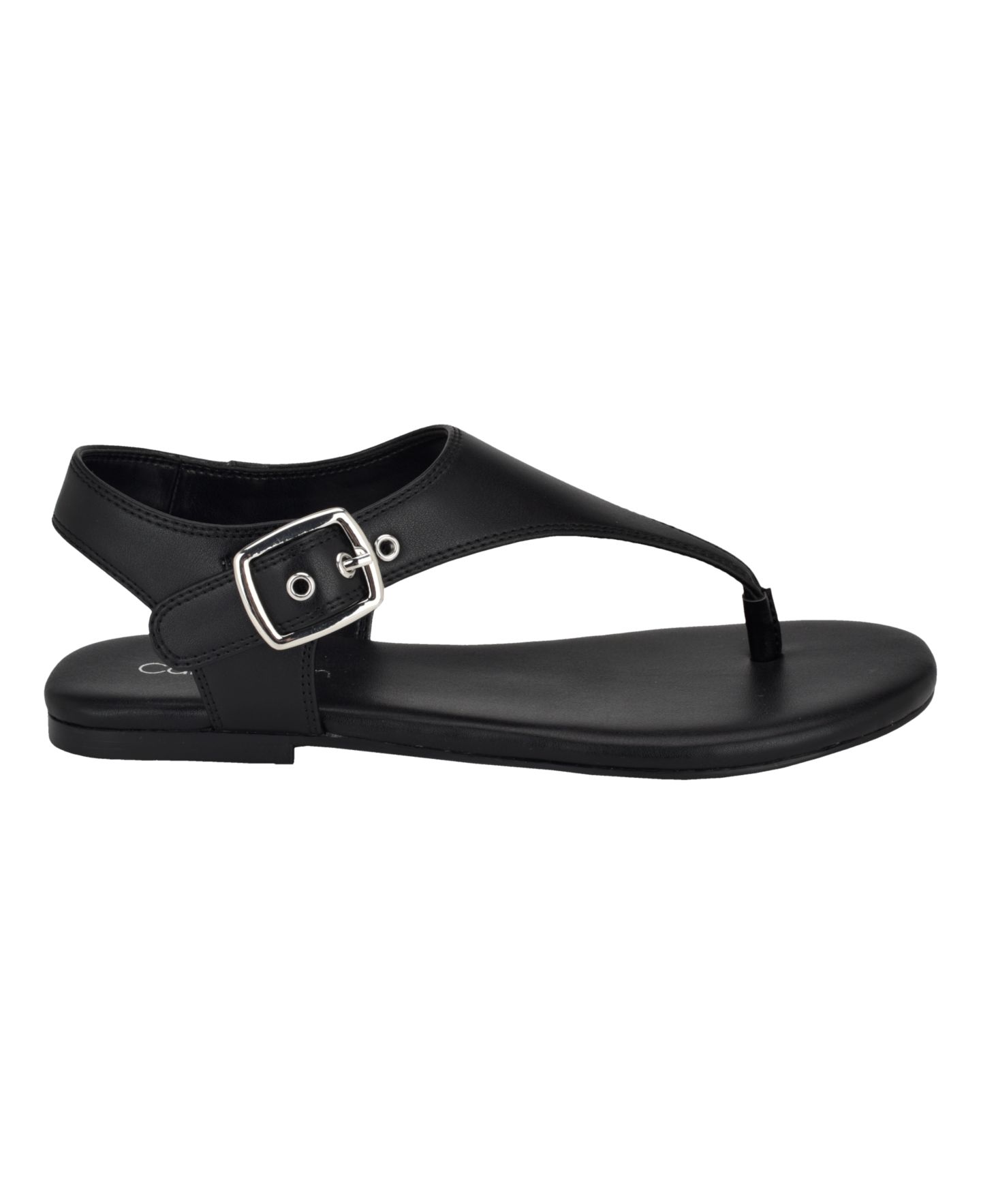 Женские сандалии Calvin Klein Moraca Buckle T-Strap Flat, цвет: Чёрный — фото 2