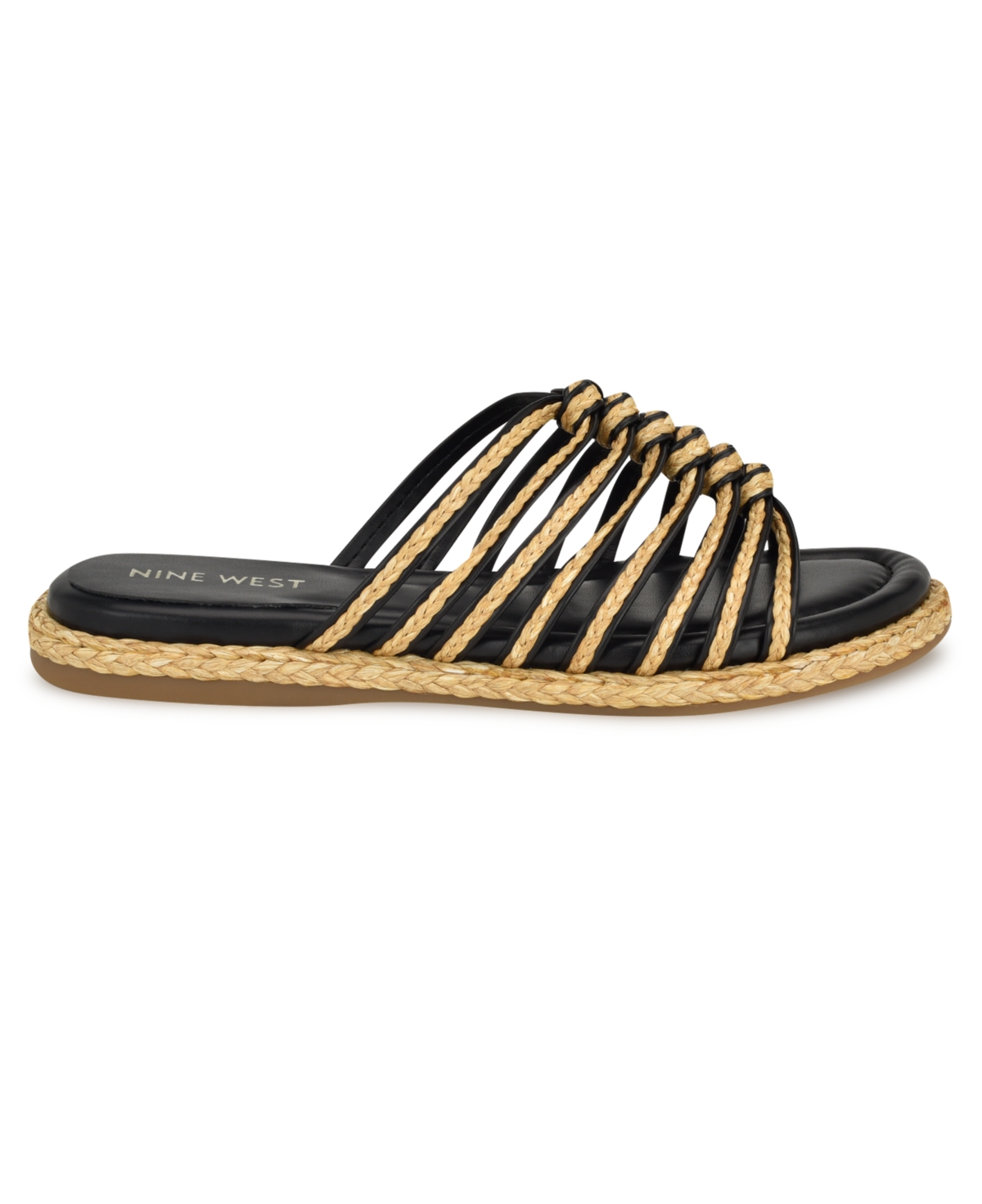 Nine West Women's Adila Slip-On Strappy Flat Casual Sandals - Black