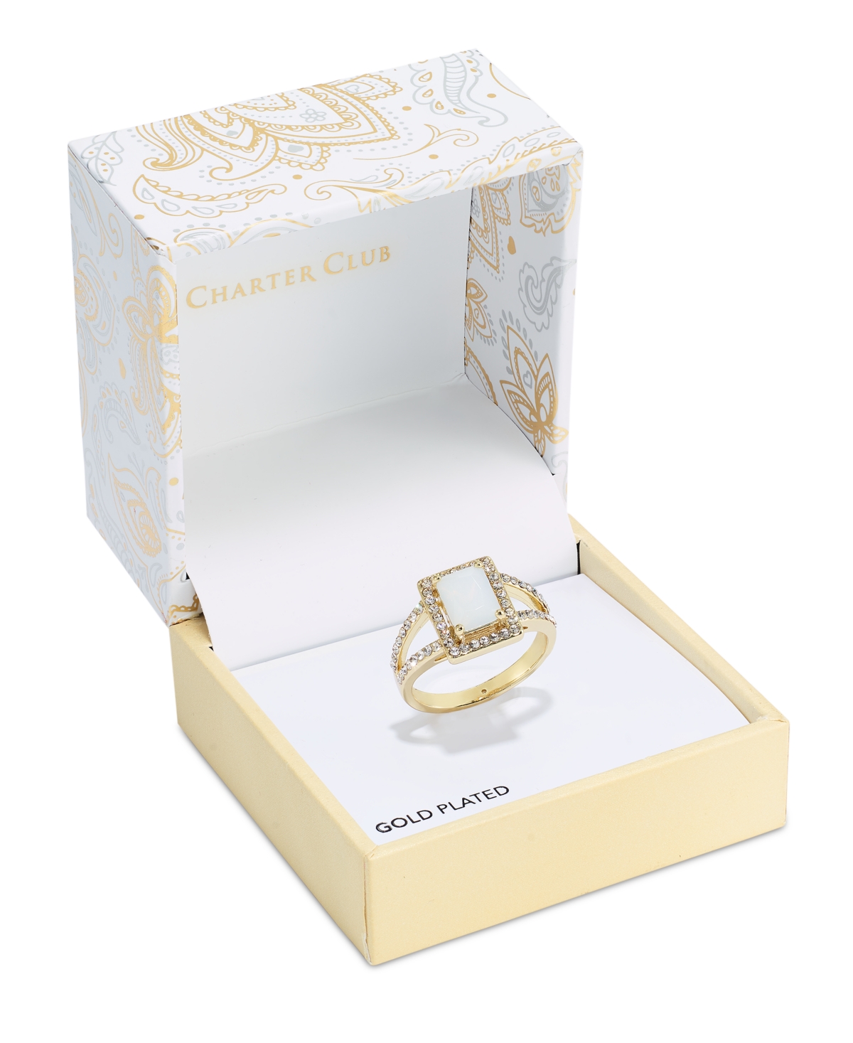 Shop Charter Club Gold-tone Pave & White Crystal Split Band Ring, Created For Macy's