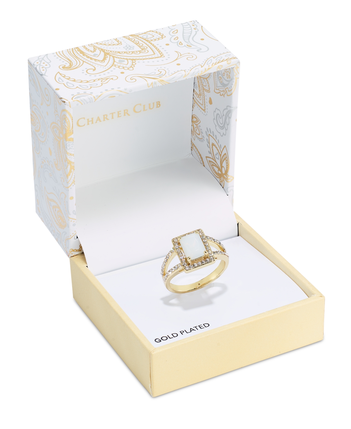 Charter ClubTone Pave & White Crystal Split Band Ring, Created for Macy's - Gold