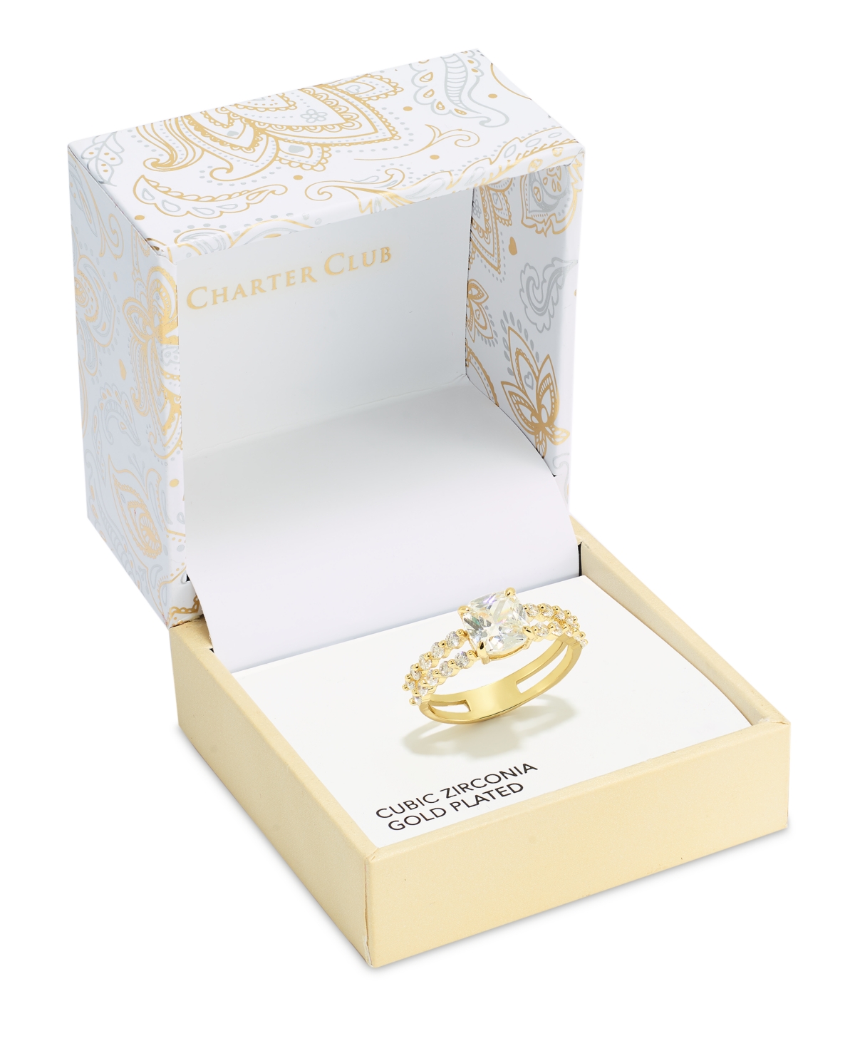 Shop Charter Club Gold-tone Cubic Zirconia Double Band Ring, Created For Macy's