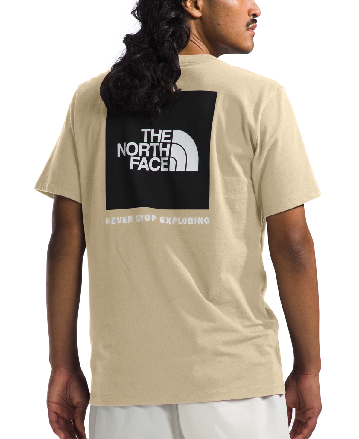 The North Face Men's Box Logo Crewneck Short-sleeve T-shirt In Gravel,tnf Black