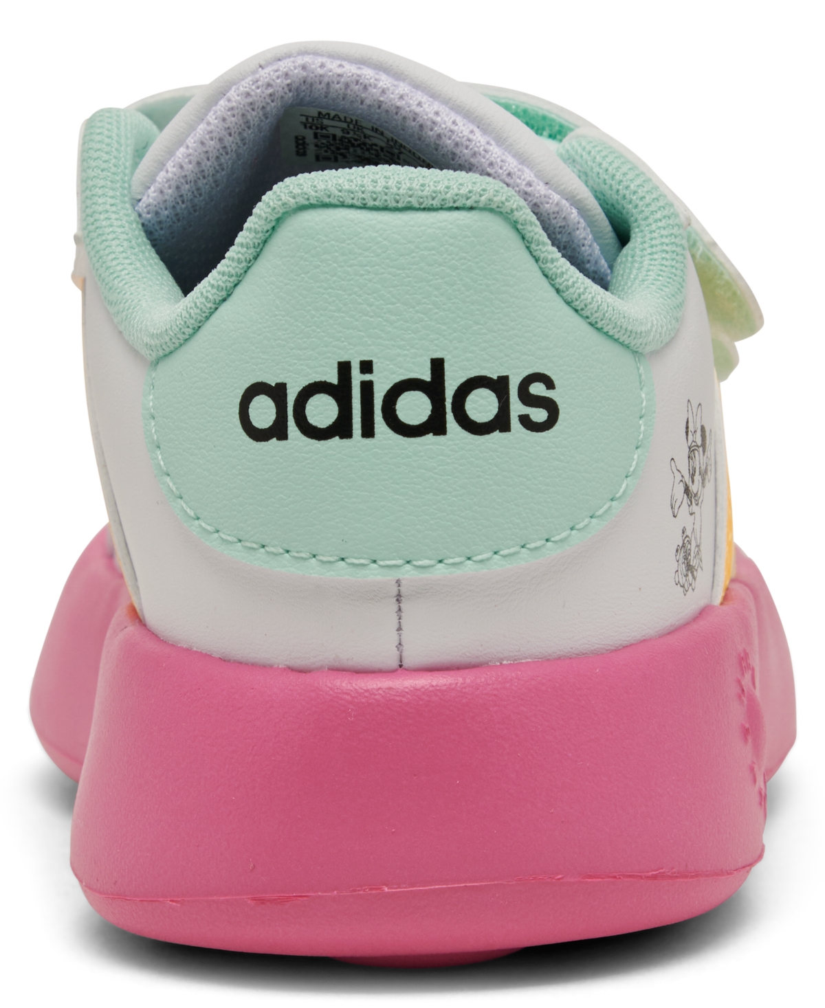 Shop Adidas Originals X Disney Minnie Mouse Toddler Girls Grand Court Fastening Strap Casual Sneakers From Finish Line In White,yellow,pink