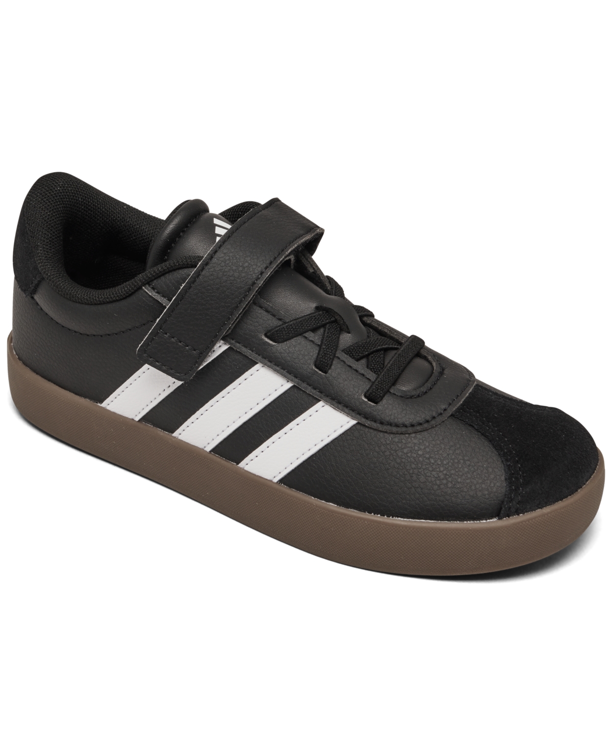 Adidas Originals Little Kids Vl Court 3.0 Fastening Strap Casual Sneakers From Finish Line In Black,white