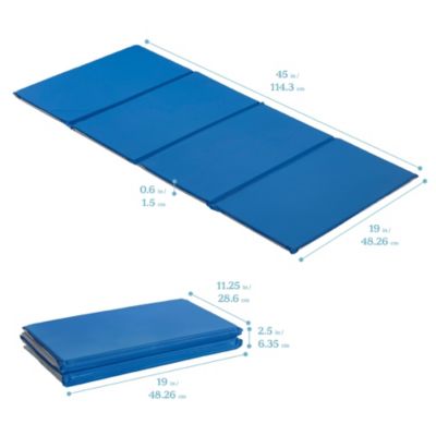RestZone Everyday Folding Rest Mat, 4-Section, 5/8in, Blue/Grey, 5-Pack