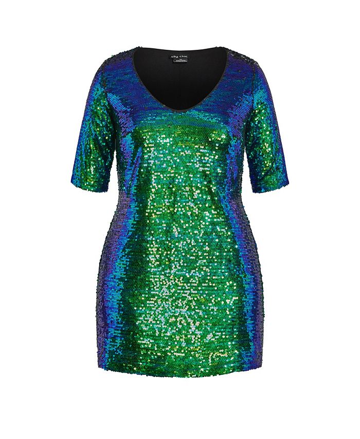 City Chic Vestito Portafoglio Con Paillettes Per Donna Plus Size - Nero, Taglia 52 - Eleganza Brillante Per Serate Uniche