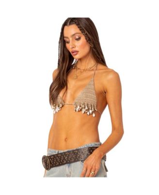 Women's Aruba beaded crochet bra top
