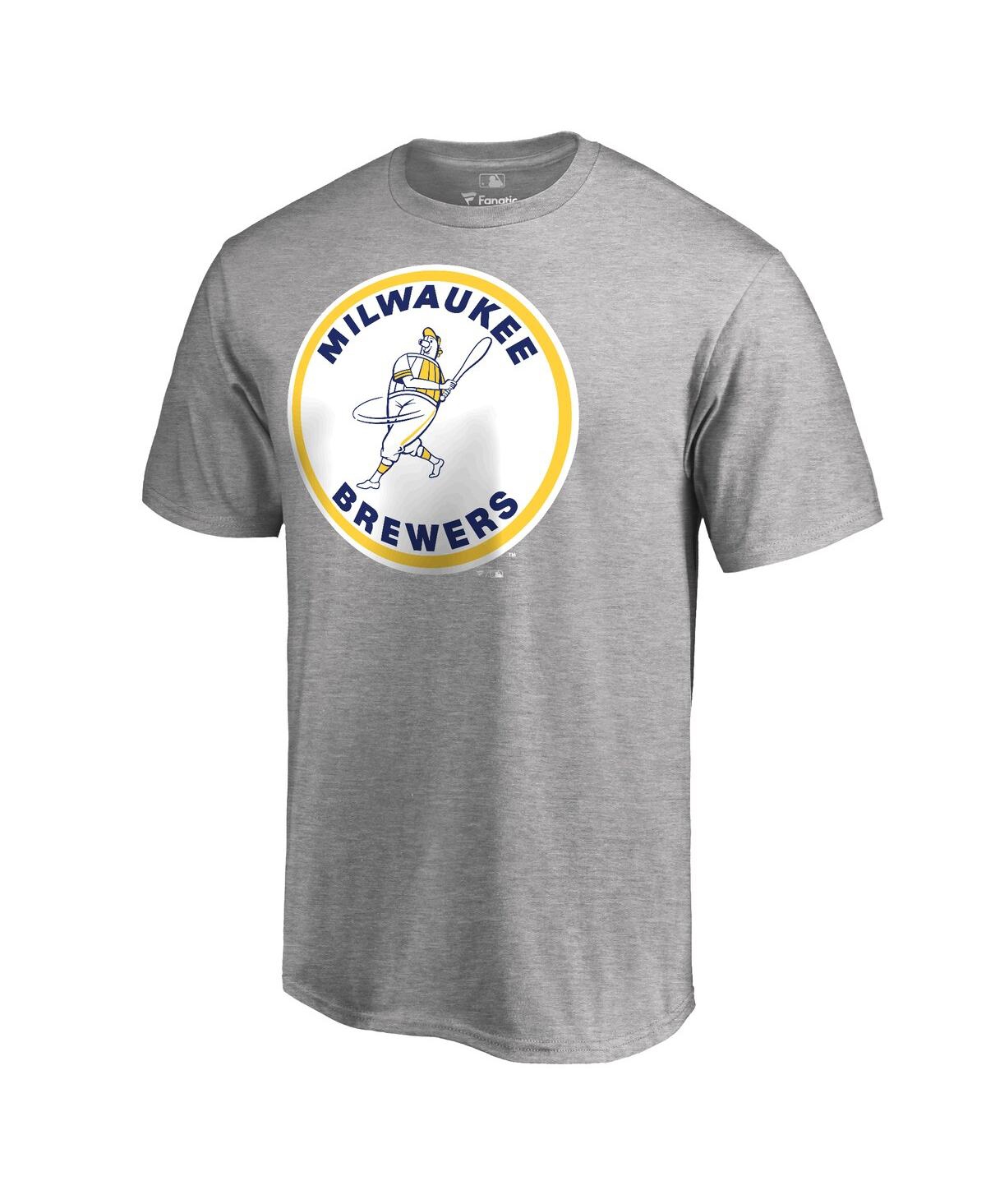 Fanatics Men's  Ash Milwaukee Brewers Cooperstown Collection Forbes T-shirt In Ash